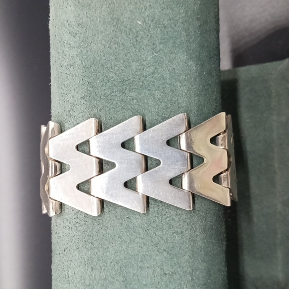 Vintage Haglund Studios Sterling Mid Century Vattra Zig Zag Design Bracelet - Picture 4 of 5